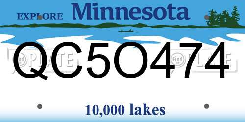 QC5O474 Minnesota License Plate