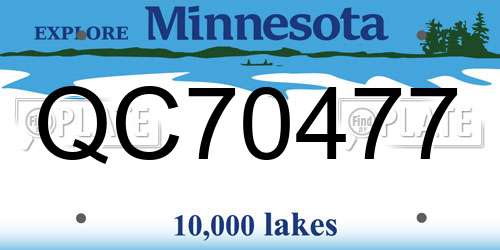 QC70477 Minnesota License Plate