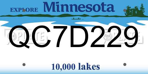 QC7D229 Minnesota License Plate