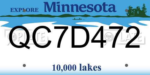 QC7D472 Minnesota License Plate