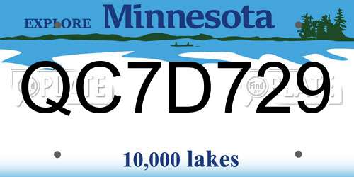 QC7D729 Minnesota License Plate