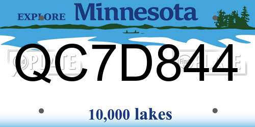 QC7D844 Minnesota License Plate