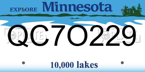 QC7O229 Minnesota License Plate