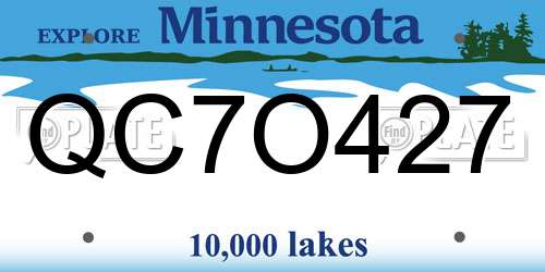QC7O427 Minnesota License Plate