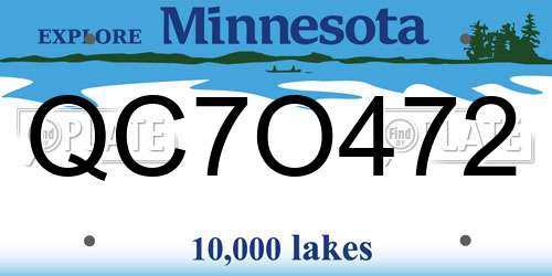 QC7O472 Minnesota License Plate