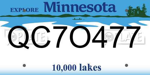 QC7O477 Minnesota License Plate