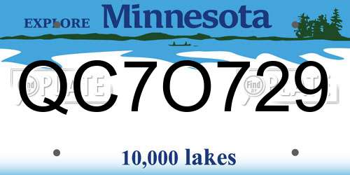 QC7O729 Minnesota License Plate