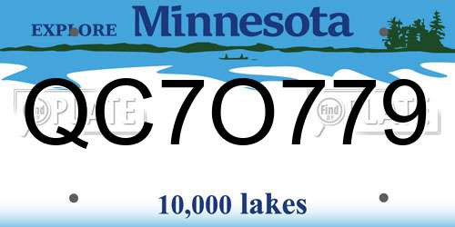 QC7O779 Minnesota License Plate