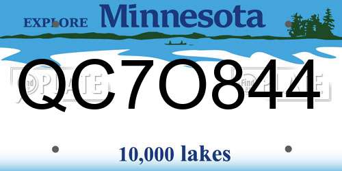 QC7O844 Minnesota License Plate
