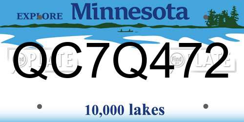 QC7Q472 Minnesota License Plate