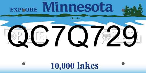 QC7Q729 Minnesota License Plate