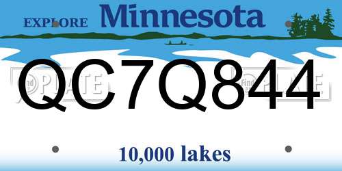 QC7Q844 Minnesota License Plate