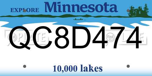QC8D474 Minnesota License Plate