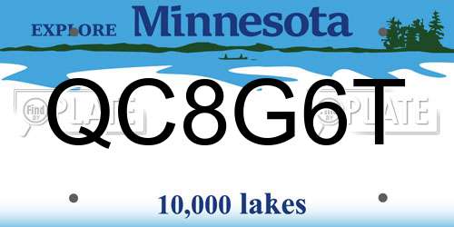 QC8G6T Minnesota License Plate