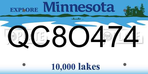 QC8O474 Minnesota License Plate