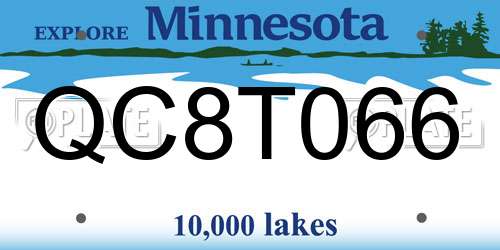 QC8T066 Minnesota License Plate