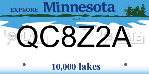 QC8Z2A Minnesota License Plate