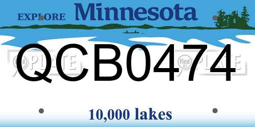 QCB0474 Minnesota License Plate