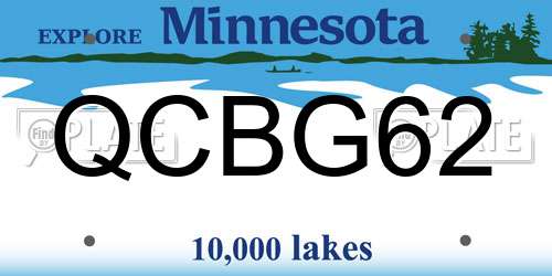 QCBG62 Minnesota License Plate