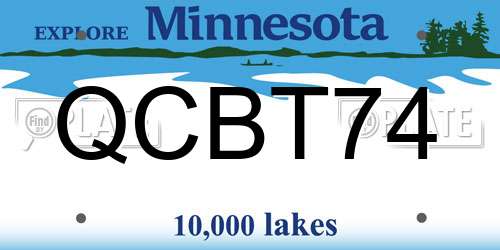 QCBT74 Minnesota License Plate