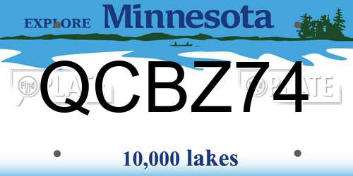 QCBZ74 Minnesota License Plate