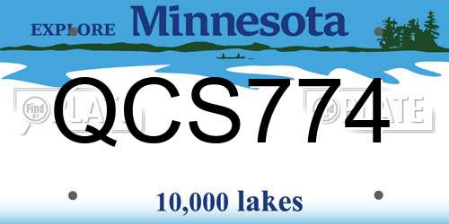 QCS774 Minnesota License Plate
