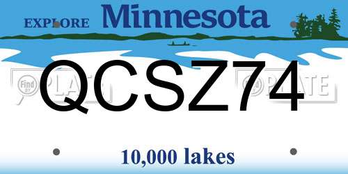 QCSZ74 Minnesota License Plate