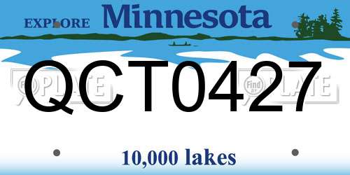 QCT0427 Minnesota License Plate