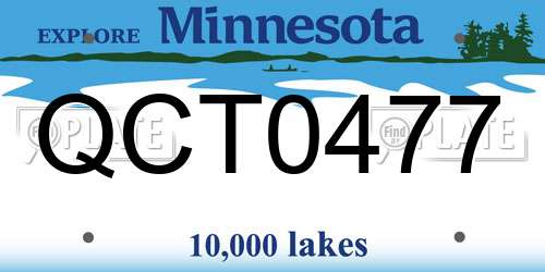 QCT0477 Minnesota License Plate