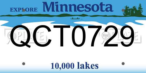 QCT0729 Minnesota License Plate