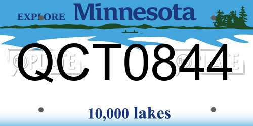 QCT0844 Minnesota License Plate