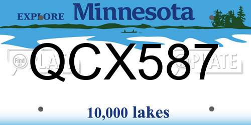 QCX587 Minnesota License Plate