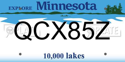 QCX85Z Minnesota License Plate