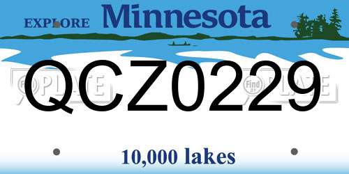 QCZ0229 Minnesota License Plate
