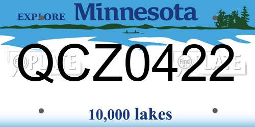 QCZ0422 Minnesota License Plate