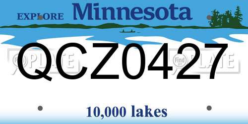 QCZ0427 Minnesota License Plate