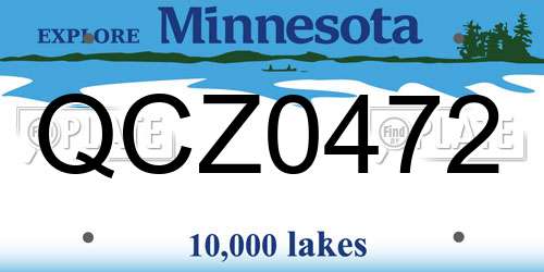 QCZ0472 Minnesota License Plate