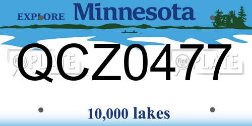 QCZ0477 Minnesota License Plate