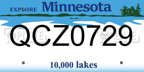 QCZ0729 Minnesota License Plate