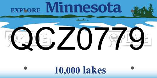 QCZ0779 Minnesota License Plate
