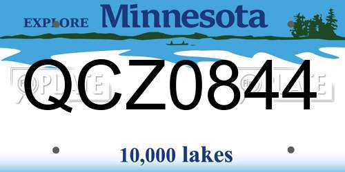 QCZ0844 Minnesota License Plate