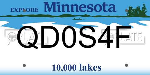 QD0S4F Minnesota License Plate