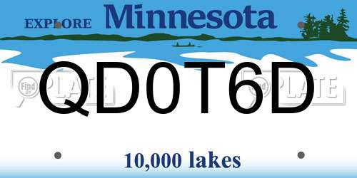 QD0T6D Minnesota License Plate