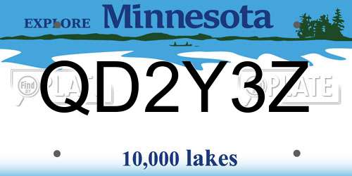 QD2Y3Z Minnesota License Plate