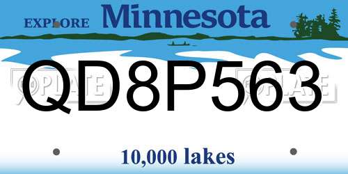 QD8P563 Minnesota License Plate