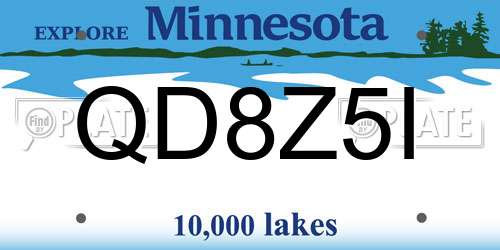 QD8Z5I Minnesota License Plate