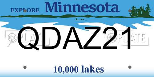 QDAZ21 Minnesota License Plate