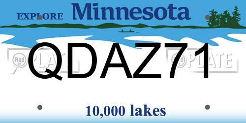 QDAZ71 Minnesota License Plate