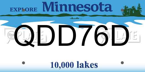 QDD76D Minnesota License Plate