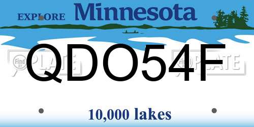 QDO54F Minnesota License Plate